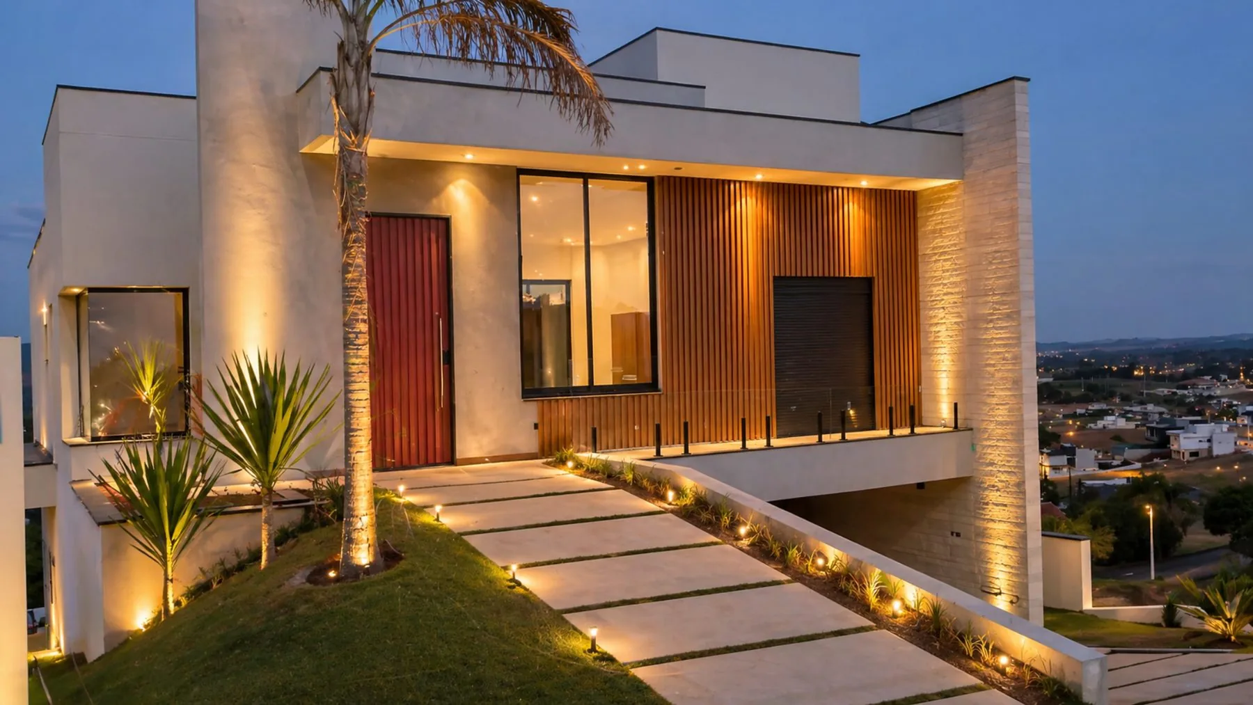 Riviera de Santa Cristina — fachada contemporânea em tom areia